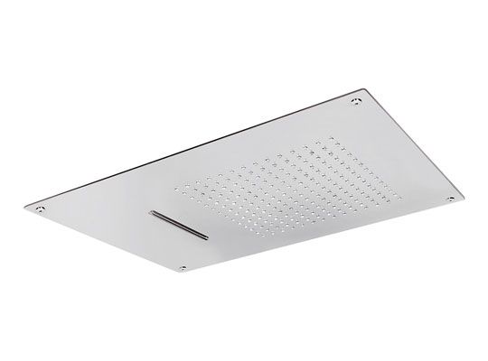 Soffione a soffitto in acciaio INOX 55 x 40 cm. Due getti